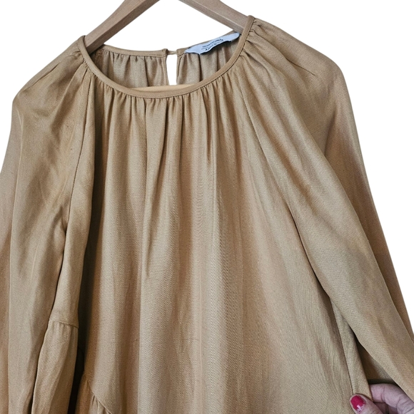& Other Stories Voluminous Oversized Balloon Sleeve Midi Dress, Beige Size XS - Picture 4 of 14